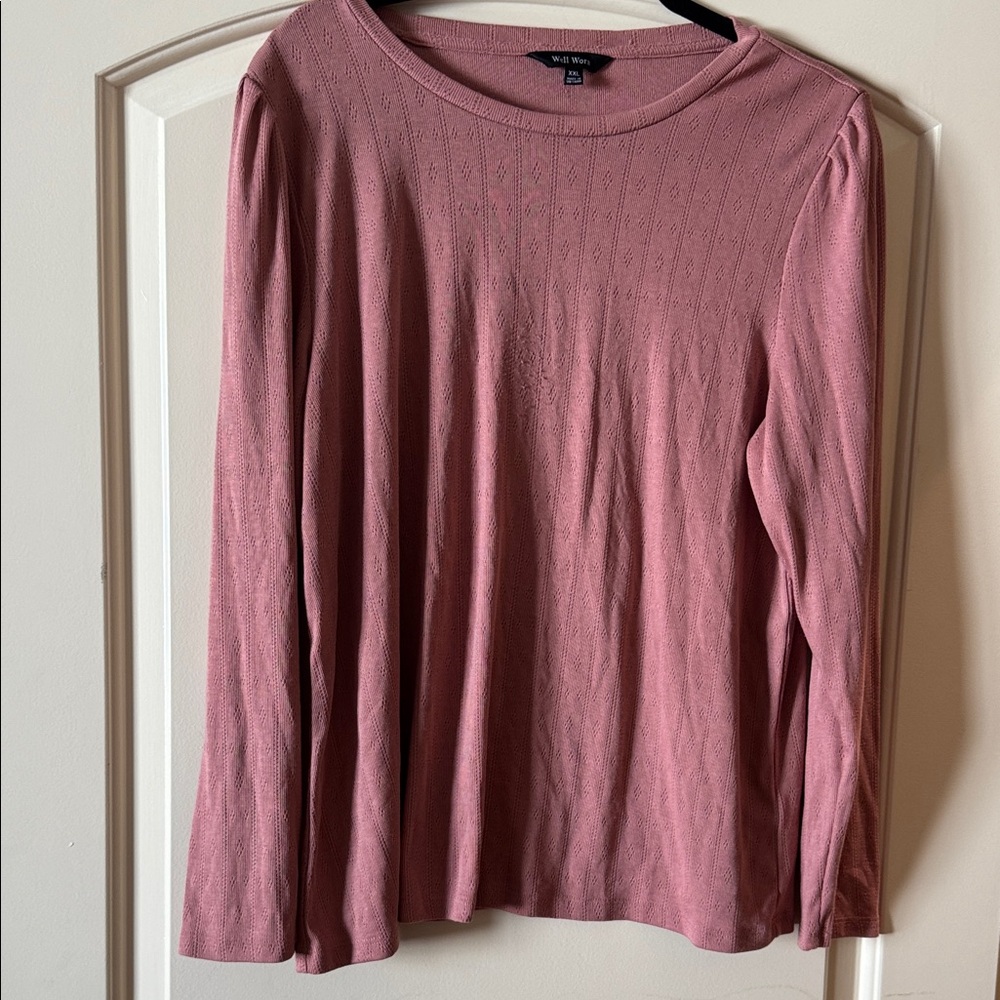 Well Worn Dusty Rose Long Sleeve Knit Top XXL